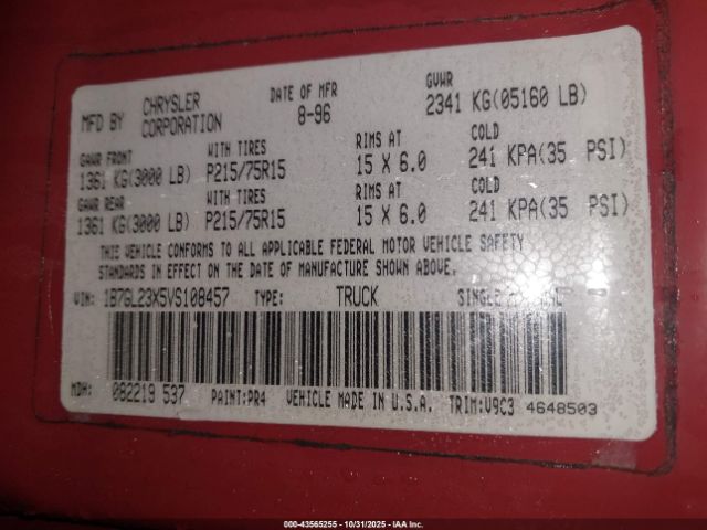 1997 DODGE DAKOTA 1B7GL23X5VS108457 Photo 8