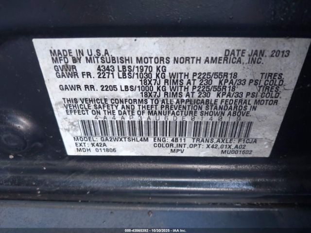 2013 MITSUBISHI OUTLANDER SPORT 4A4AP3AU6DE014019 Photo 8