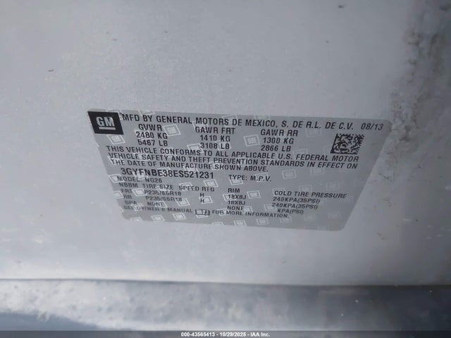 2014 CADILLAC SRX 3GYFNBE38ES521231 Photo 8