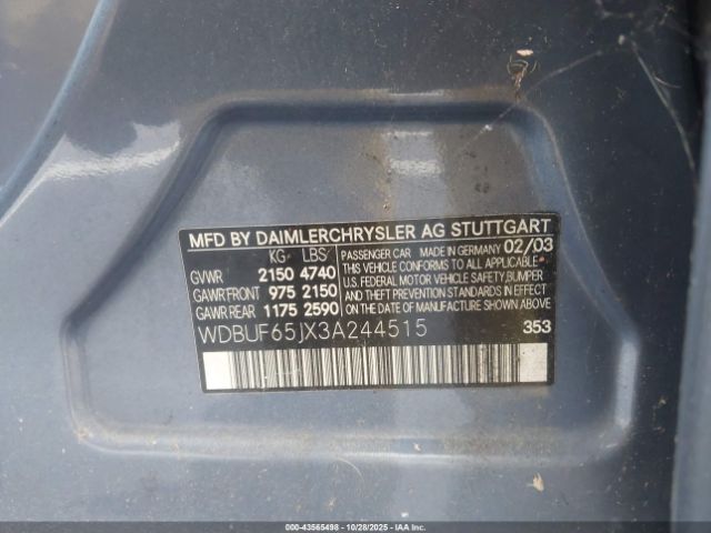 2003 MERCEDES-BENZ E 320 WDBUF65JX3A244515 Photo 8