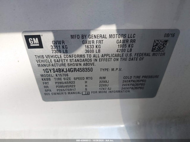 2016 CADILLAC ESCALADE 1GYS4BKJ4GR458350 Photo 8