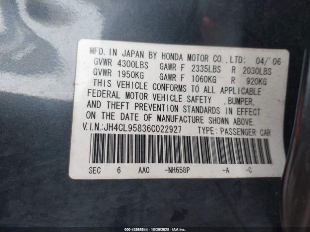 2006 ACURA TSX JH4CL95836C022927 Photo 8