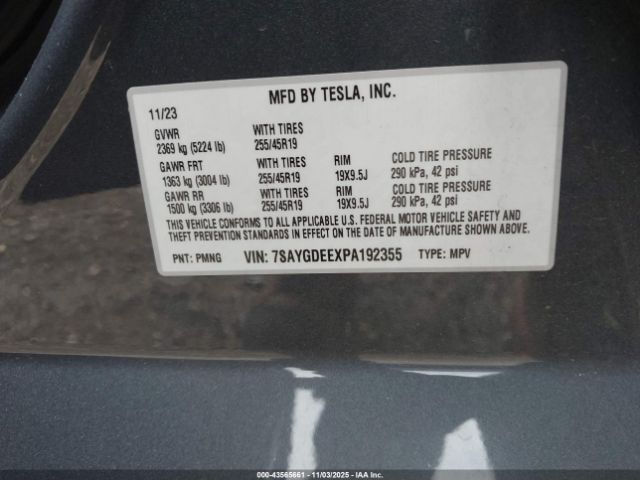 2023 TESLA MODEL Y 7SAYGDEEXPA192355 Photo 8