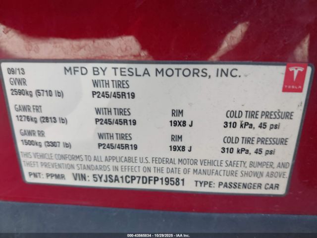 2013 TESLA MODEL S 5YJSA1CP7DFP19581 Photo 8