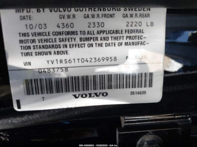 2004 VOLVO S60 YV1RS61T042369958 Photo 8