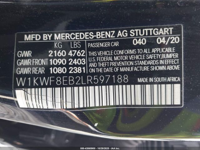 2020 MERCEDES-BENZ C 300 W1KWF8EB2LR597188 Photo 8