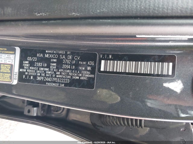 3KPF24AD7PE622223 KIA Forte Lxs