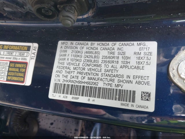 Honda Cr-v Touring 2017 2HKRW2H95HH662062 Image 9