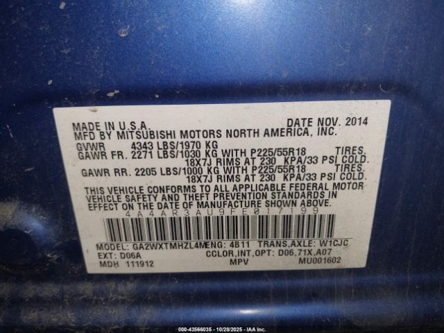 2015 MITSUBISHI OUTLANDER SPORT 4A4AR3AU9FE017199 Photo 8