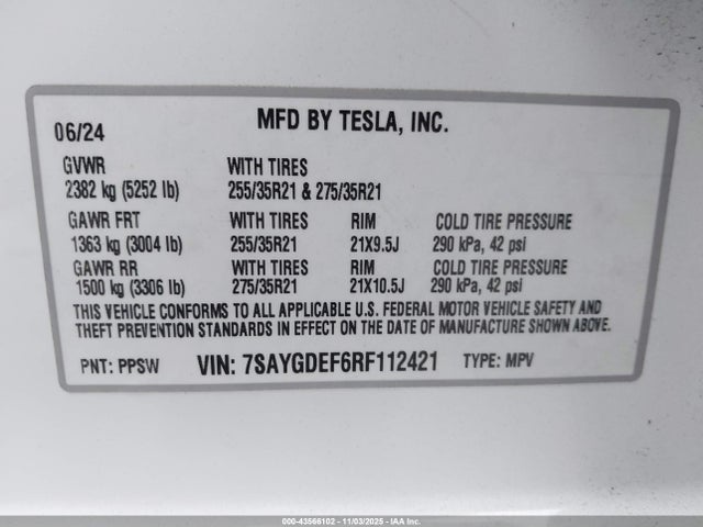 2024 TESLA MODEL Y 7SAYGDEF6RF112421 Photo 8