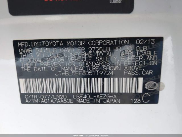 2013 LEXUS LS 460 JTHBL5EF8D5119724 Photo 8