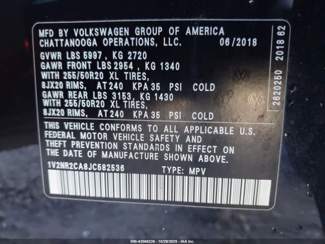 2018 VOLKSWAGEN ATLAS 1V2NR2CA8JC582536 Photo 8