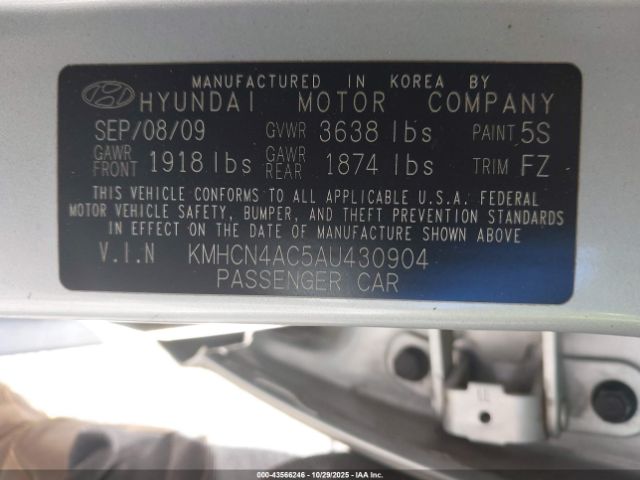 2010 HYUNDAI ACCENT KMHCN4AC5AU430904 Photo 8
