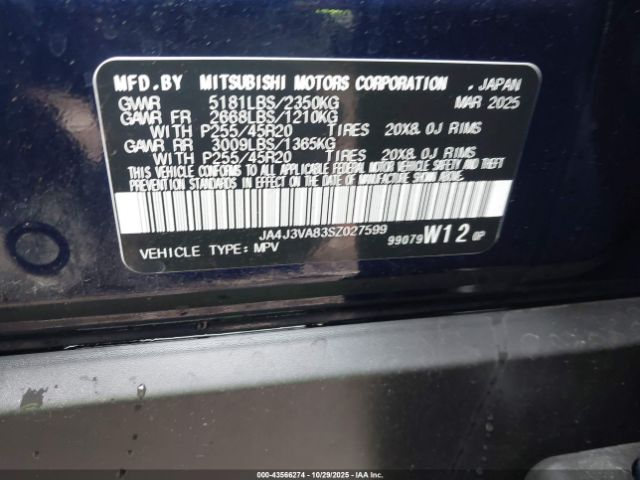 2025 MITSUBISHI OUTLANDER JA4J3VA83SZ027599 Photo 8