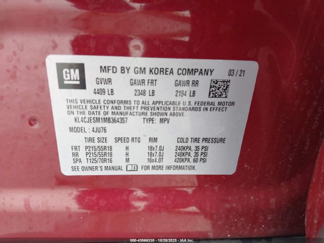 2021 BUICK ENCORE KL4CJESM1MB364357 Photo 8