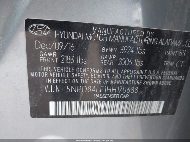 2017 HYUNDAI ELANTRA 5NPD84LF1HH170688 Photo 8
