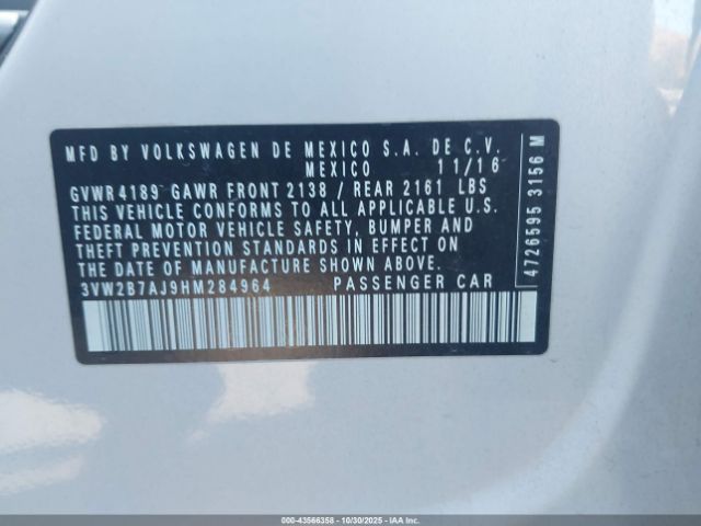 2017 VOLKSWAGEN JETTA 3VW2B7AJ9HM284964 Photo 8