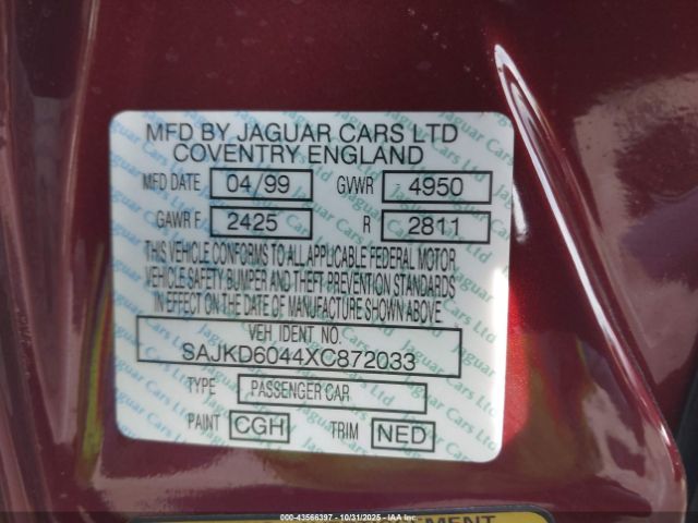 1999 JAGUAR XJ8 SAJKD6044XC872033 Photo 8