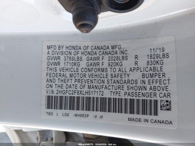 2HGFC2F8XLH517172 Honda Civic Sport
