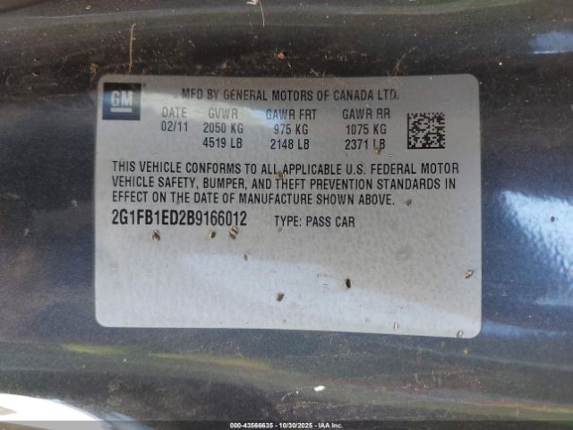 2011 CHEVROLET CAMARO 2G1FB1ED2B9166012 Photo 8