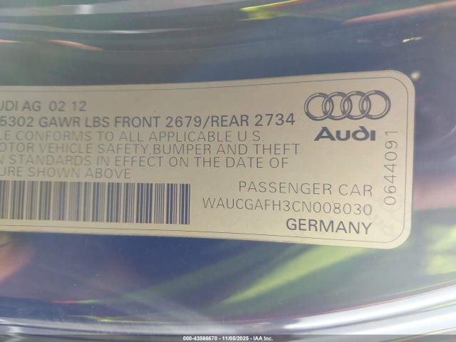 2012 AUDI S5 WAUCGAFH3CN008030 Photo 8