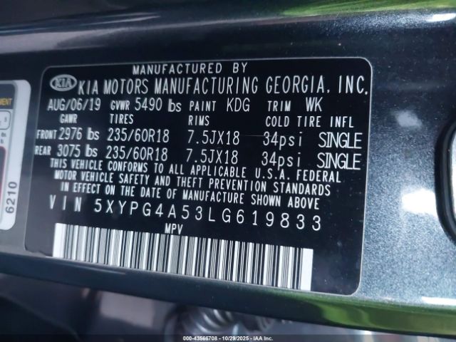 2020 KIA SORENTO 5XYPG4A53LG619833 Photo 8