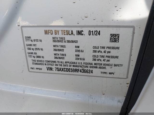 2024 TESLA MODEL X 7SAXCDE59RF436624 Photo 8