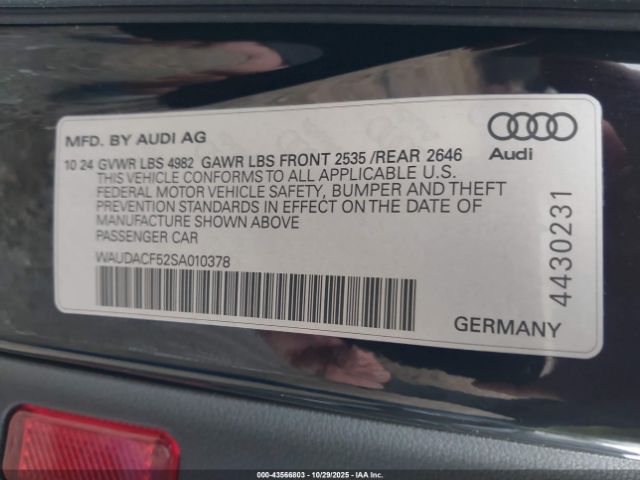 2025 AUDI A5 SPORTBACK WAUDACF52SA010378 Photo 8