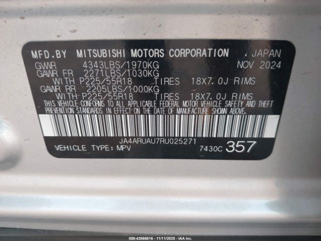 2024 MITSUBISHI OUTLANDER SPORT JA4ARUAU7RU025271 Photo 8