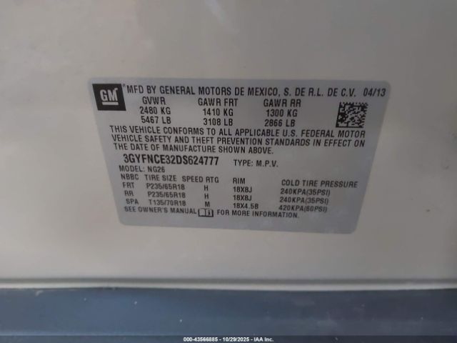 2013 CADILLAC SRX 3GYFNCE32DS624777 Photo 8