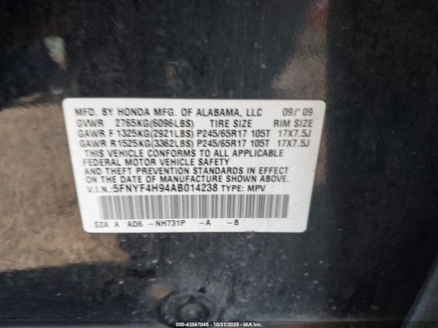 2010 HONDA PILOT 5FNYF4H94AB014238 Photo 8