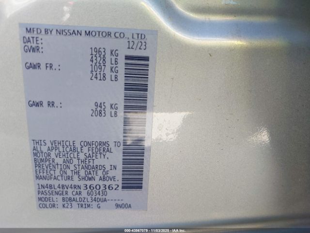 2024 NISSAN ALTIMA 1N4BL4BV4RN360362 Photo 8