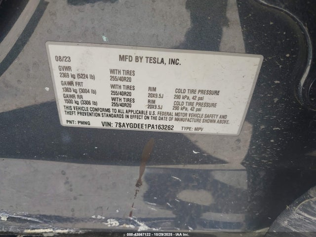 2023 TESLA MODEL Y 7SAYGDEE1PA163262 Photo 8