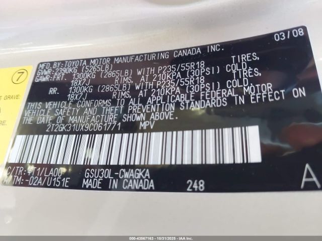 2009 LEXUS RX 350 2T2GK31UX9C061771 Photo 8