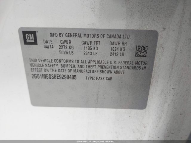 2014 CADILLAC XTS 2G61M5S38E9290405 Photo 8