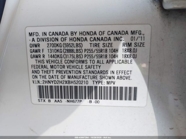 2011 ACURA MDX 2HNYD2H2XBH520210 Photo 8