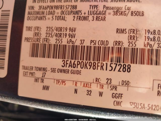 2015 FORD FUSION 3FA6P0K98FR157288 Photo 8