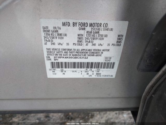 2016 FORD EDGE 2FMPK4K95GBC53122 Photo 8