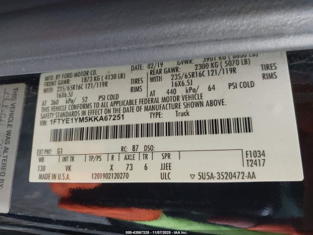 2019 FORD TRANSIT-150 1FTYE1YM5KKA67251 Photo 8