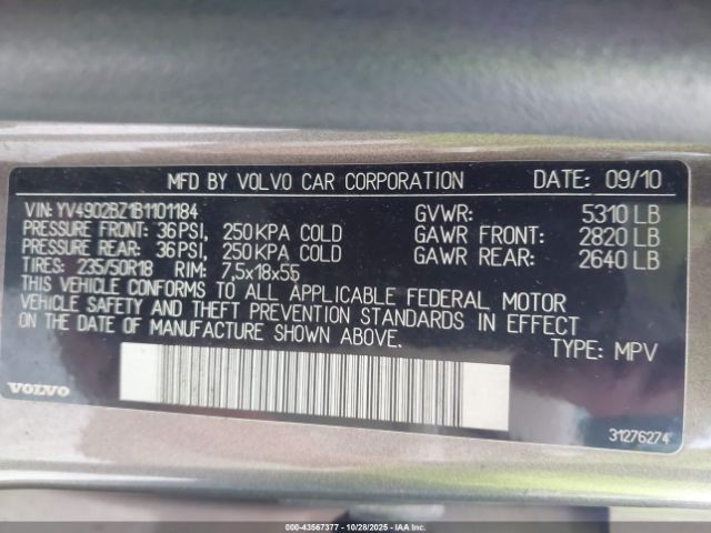 2011 VOLVO XC70 YV4902BZ1B1101184 Photo 8