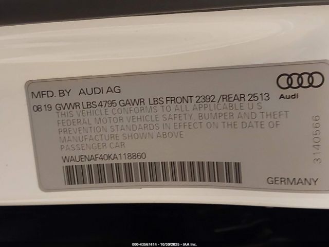 2019 AUDI A4 WAUENAF40KA118860 Photo 8