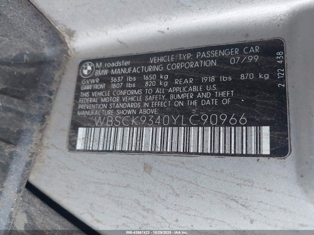 2000 BMW M WBSCK9340YLC90966 Photo 8