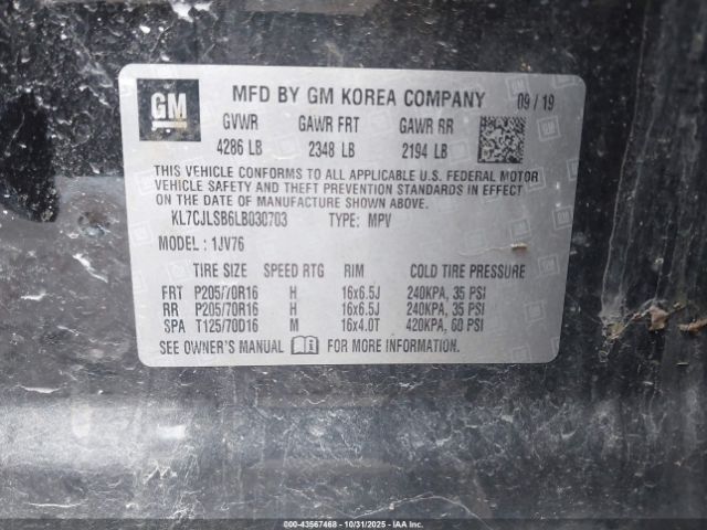 2020 CHEVROLET TRAX KL7CJLSB6LB030703 Photo 8