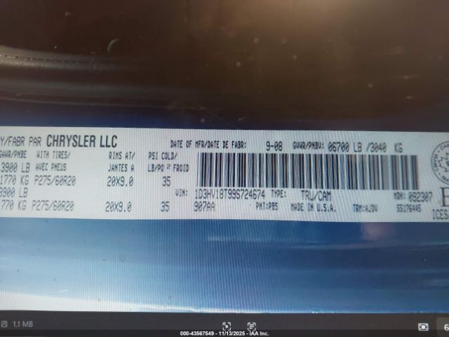 2009 DODGE RAM 1500 1D3HV18T99S724674 Photo 8