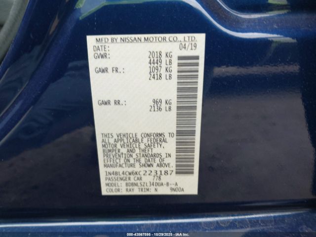 2019 NISSAN ALTIMA 1N4BL4CW6KC223187 Photo 8
