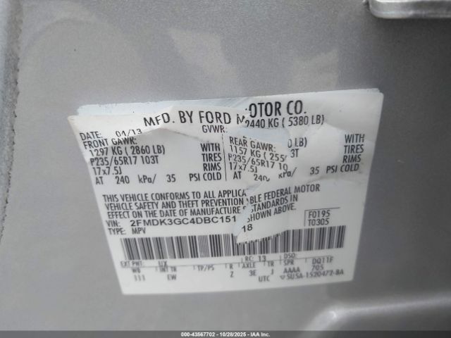 2013 FORD EDGE 2FMDK3GC4DBC15118 Photo 8
