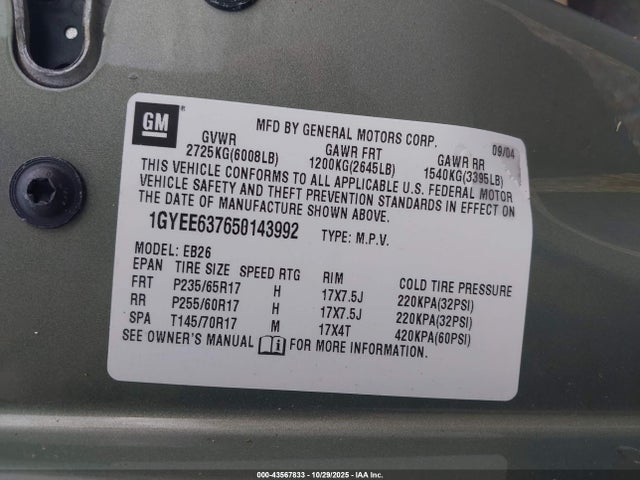 2005 CADILLAC SRX 1GYEE637650143992 Photo 8