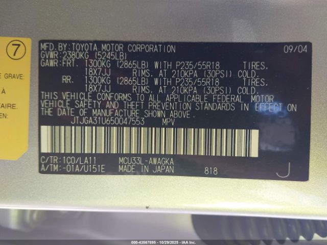 2005 LEXUS RX 330 JTJGA31U650047553 Photo 8