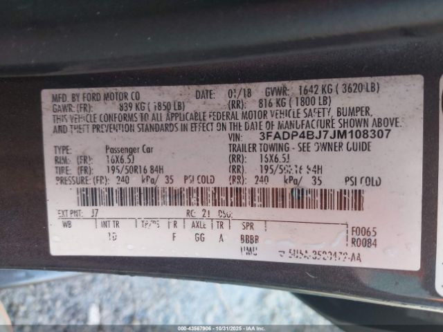 2018 FORD FIESTA 3FADP4BJ7JM108307 Photo 8