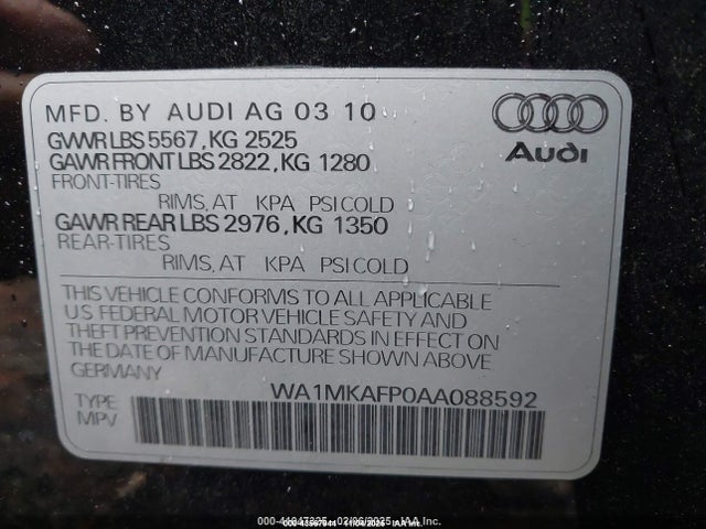 2010 AUDI Q5 WA1MKAFP0AA088592 Photo 8